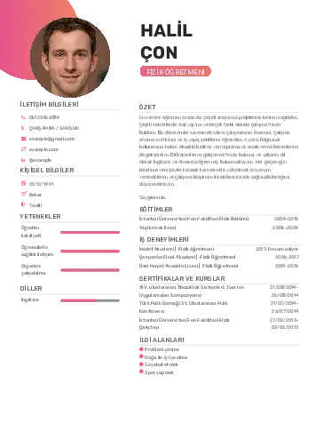 Fizik Öğretmeni CV Örnekleri cv indir